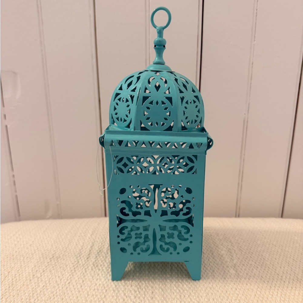 Z Gallerie Aqua Metal Lantern 11” H 4” D & W